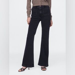 Gap High Rise '70s Retro Punk Flare Jeans Boot Cut Dark Gray Black Cotton Denim